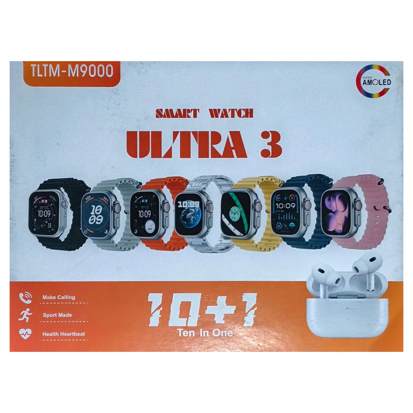 Ultra 3 Smart Watch 10-in-1 Combo – Wireless Charging | Premium Straps Set